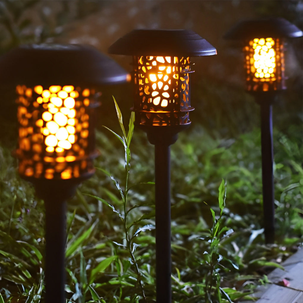 Solar Path Lighting LED Modern Waterproof Hollow Flame Flicker Light