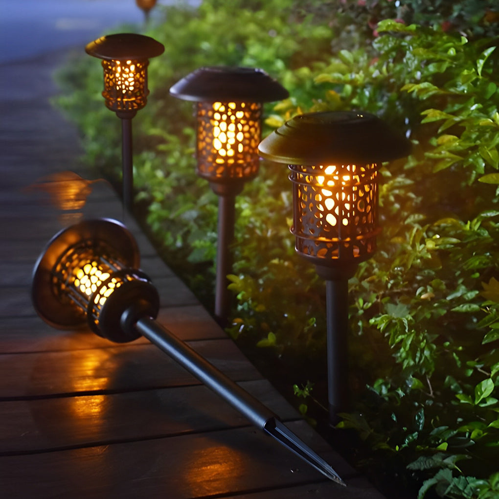 Solar Path Lighting LED Modern Waterproof Hollow Flame Flicker Light