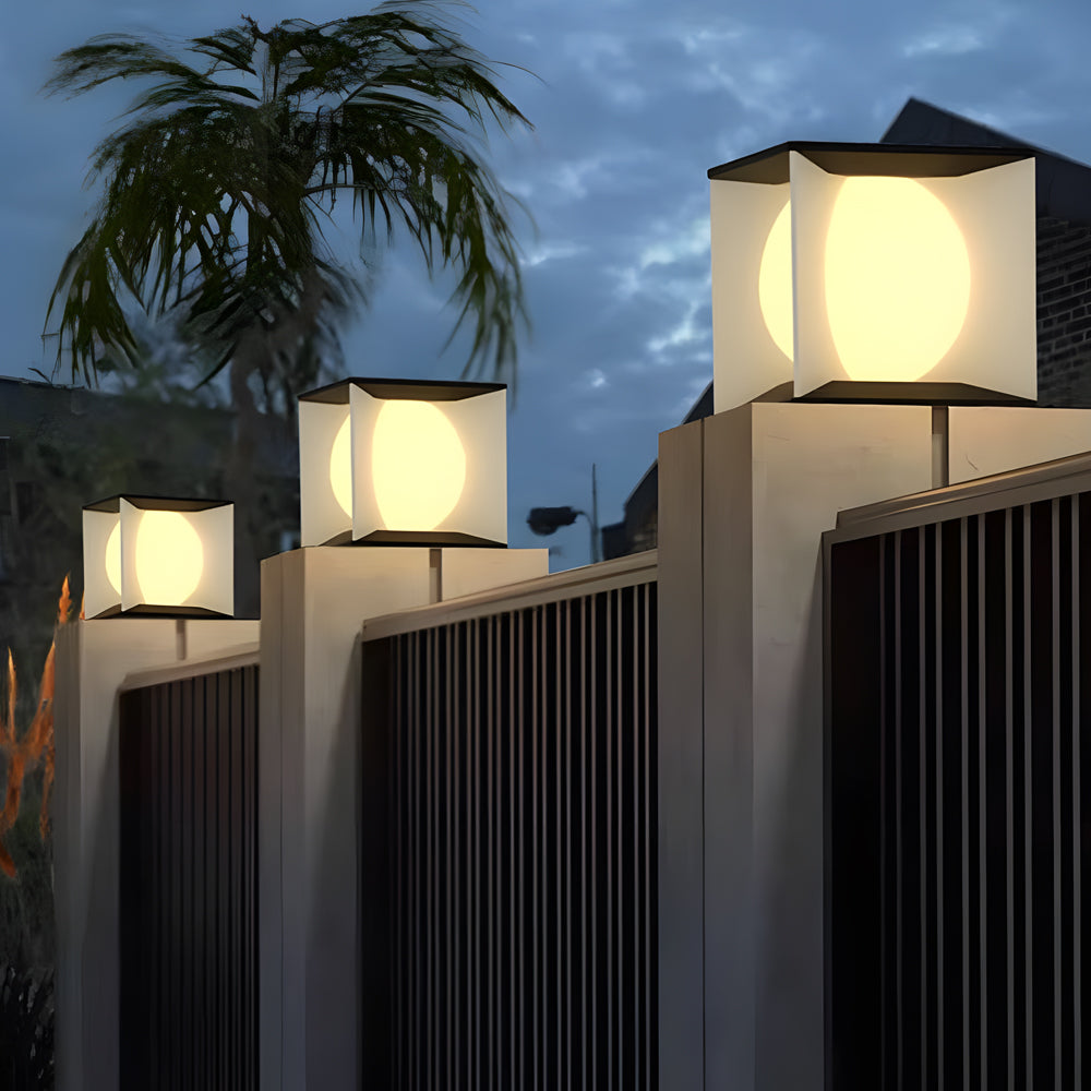 Square Stainless Steel Outdoor Waterproof a pillar lights with Acrylic Lampshade