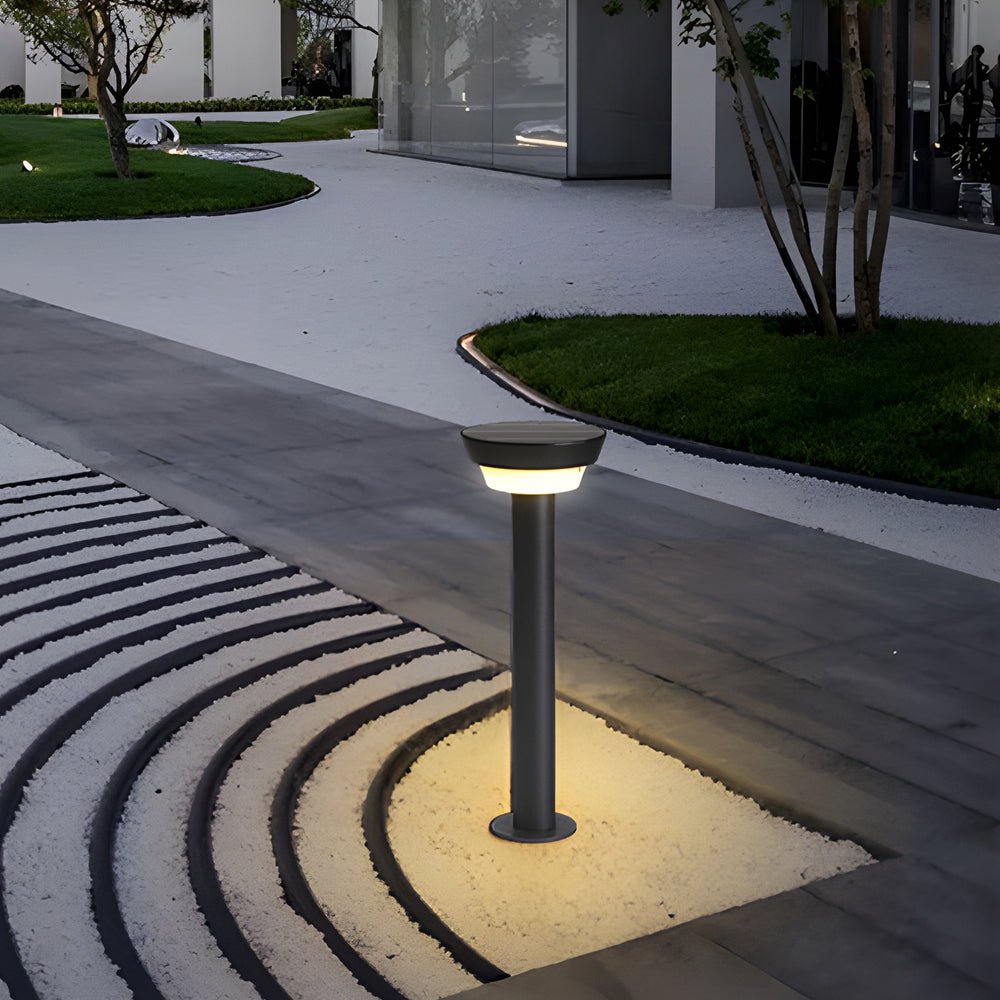 Solar Powered Garden Path Lights Black Cylindrical Light