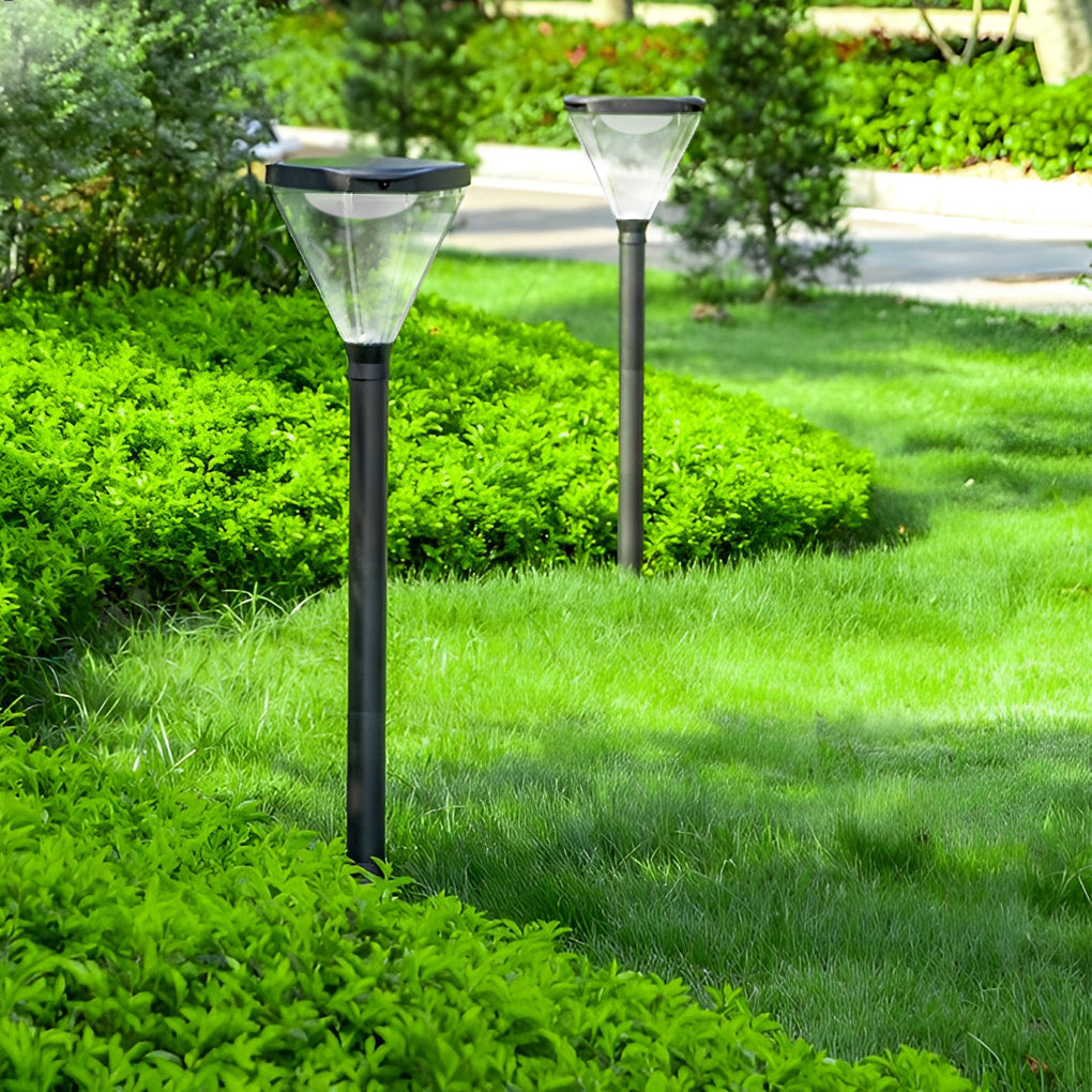 Solar Powered Lawn Lights Modern Black LED Landscape Lighting