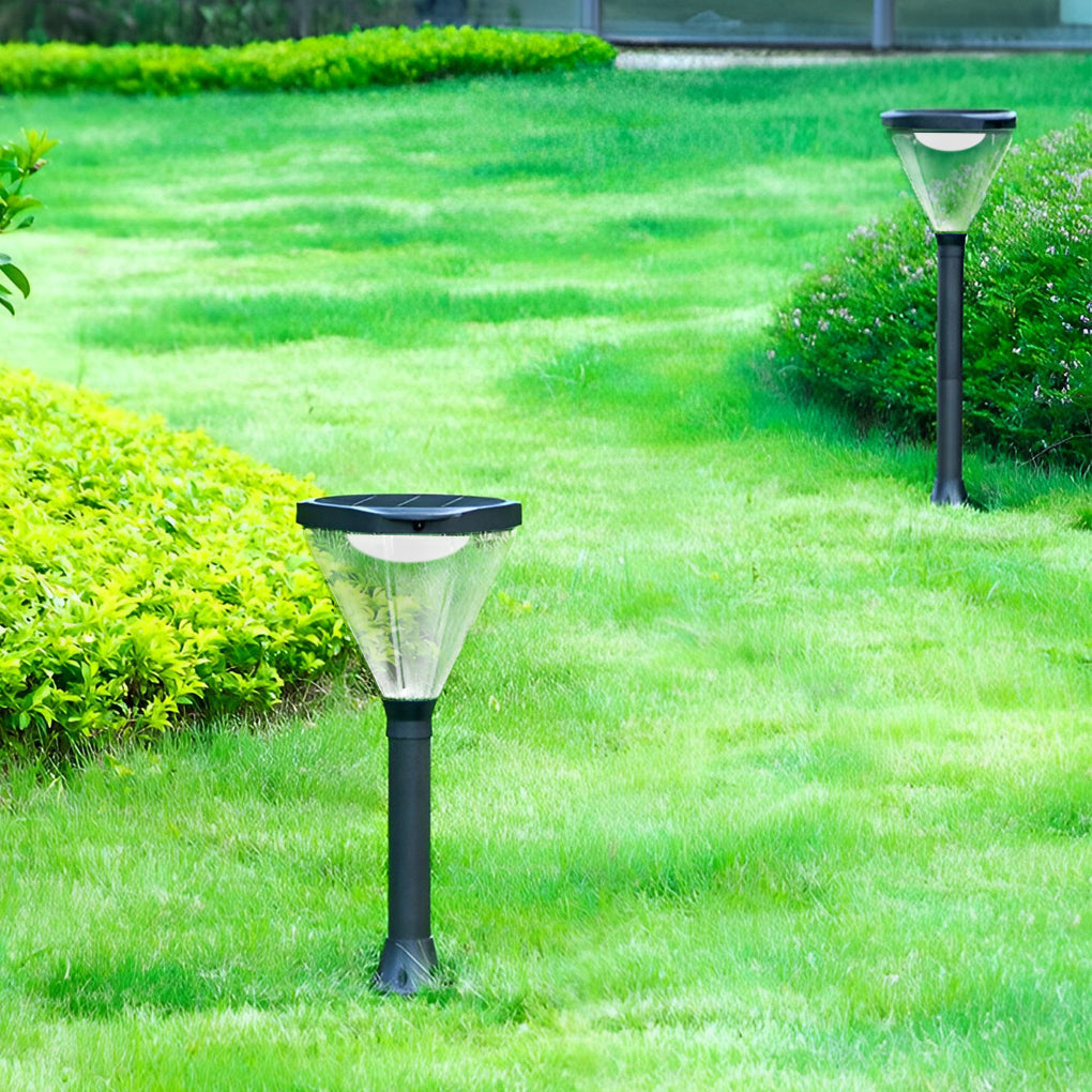 Solar Powered Lawn Lights Modern Black LED Landscape Lighting