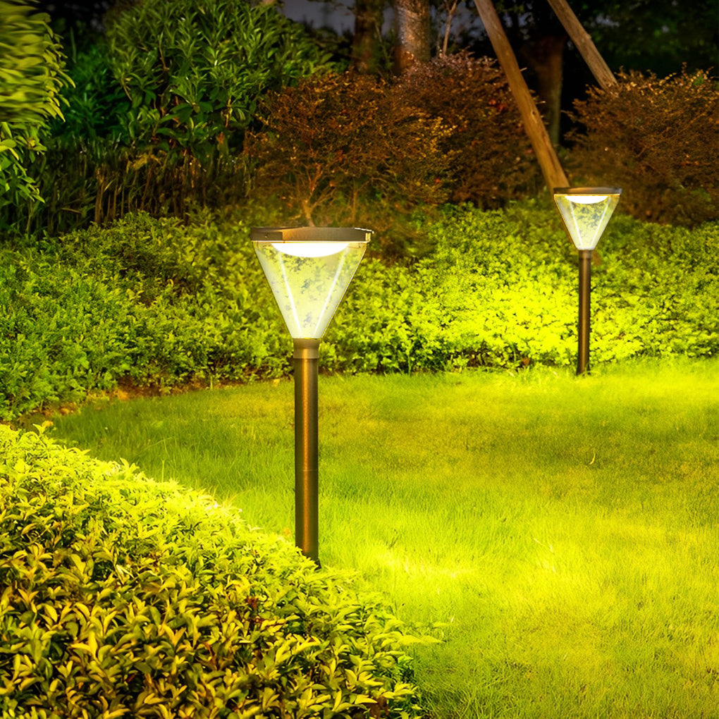 Solar Powered Lawn Lights Modern Black LED Landscape Lighting