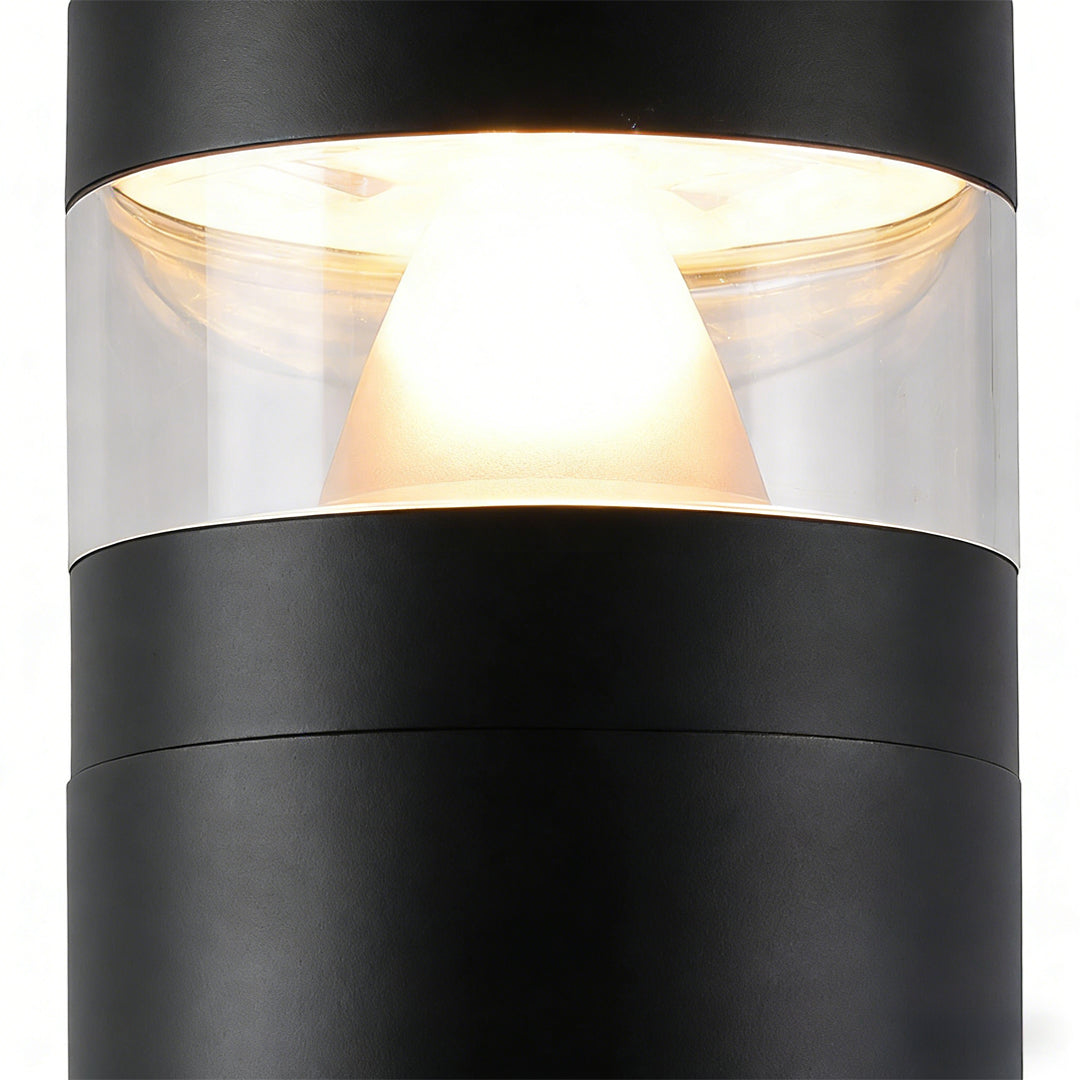 Solar Powered LED Bollard Lights Black Waterproof LED Landscape Light