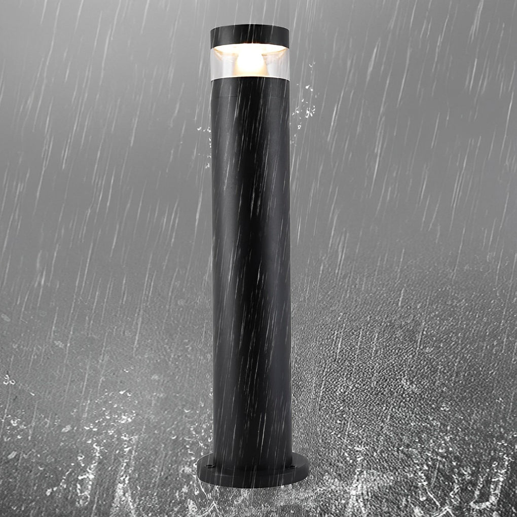 Solar Powered LED Bollard Lights Black Waterproof LED Landscape Light