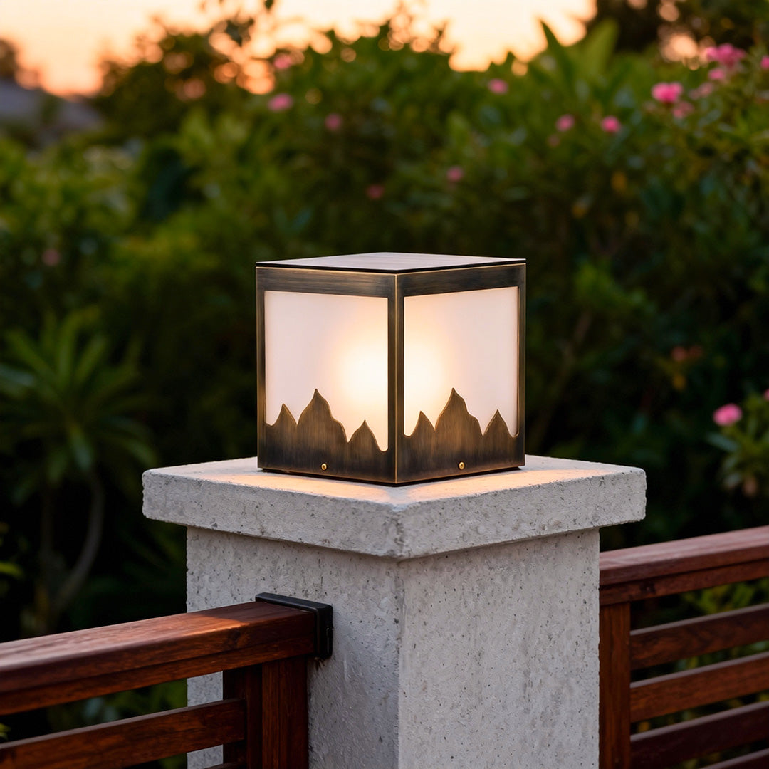 Solar Powered Pillar Lights Modern Square Waterproof Light