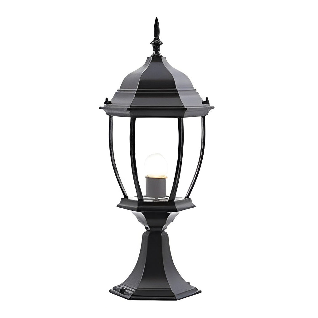 Solar Powered Pillar Lights Black Vintage Outdoor Light