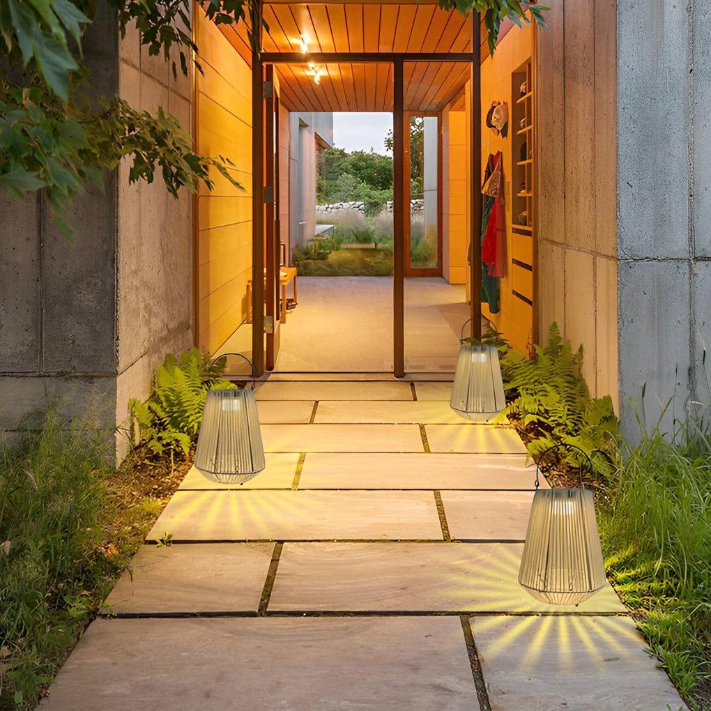 Solar Powered Rope Lantern Portable Handwoven LED Light