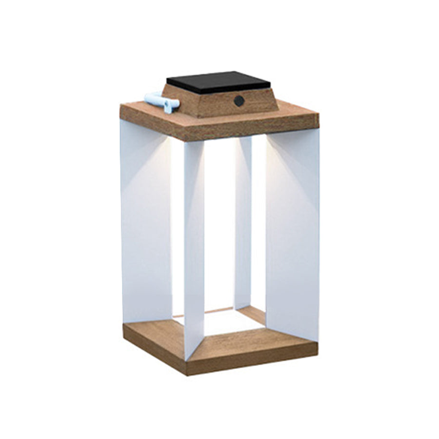 Solar Wooden White Outdoor Lantern Modern Outdoor Multi-Purpose Lights