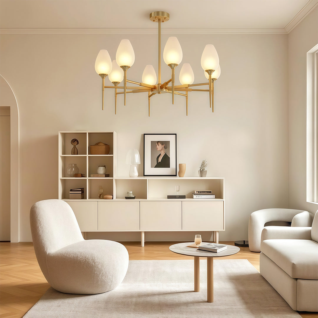 Glass Modern Chandelier Luxury Brass Minimalist Ceiling Light