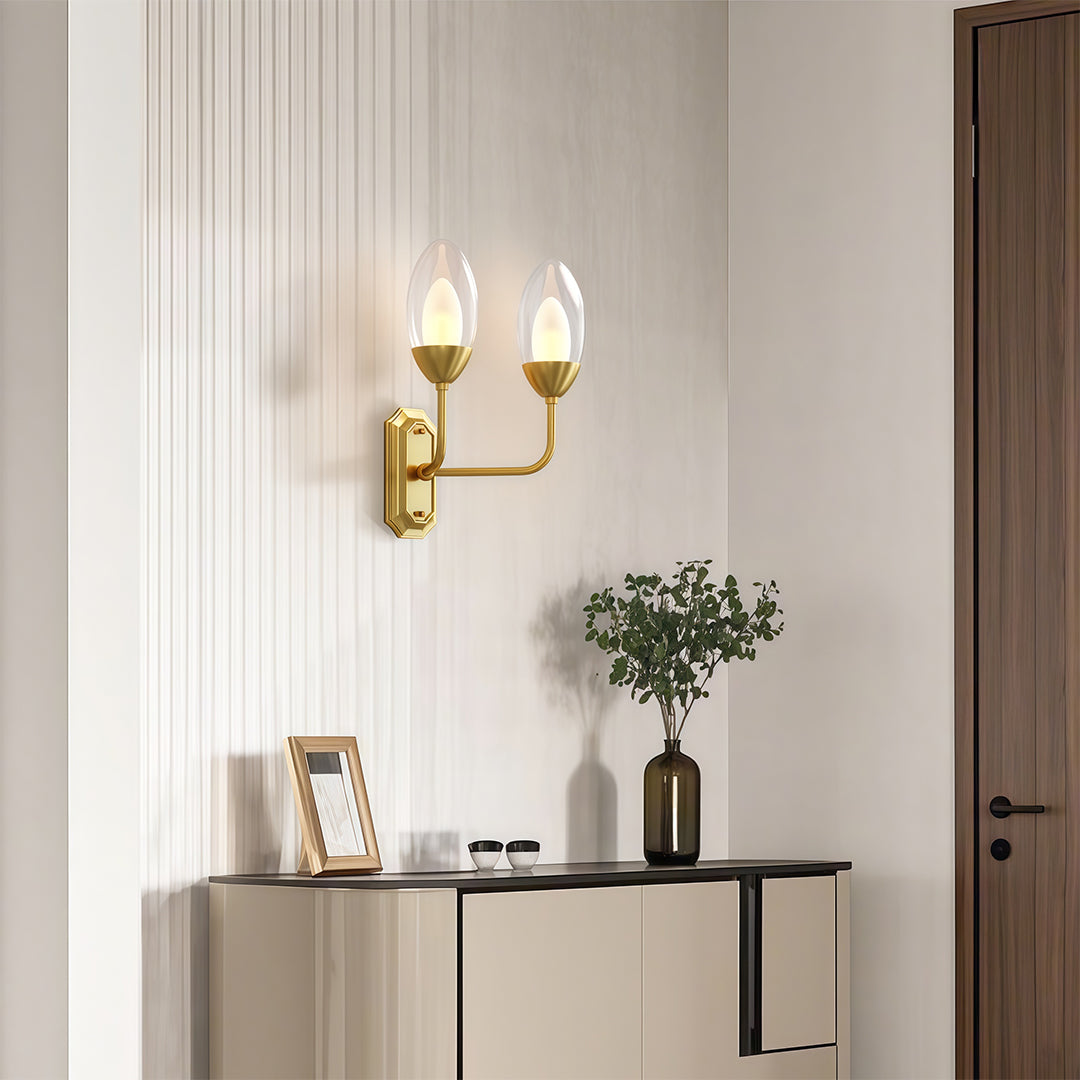 Glass Wall Light Modern Luxury Full Copper Dual Head Lamp