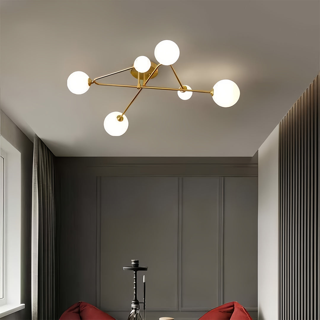 Gold Semi Flush Mount Light Nordic Style Magic Bean Ceiling Light