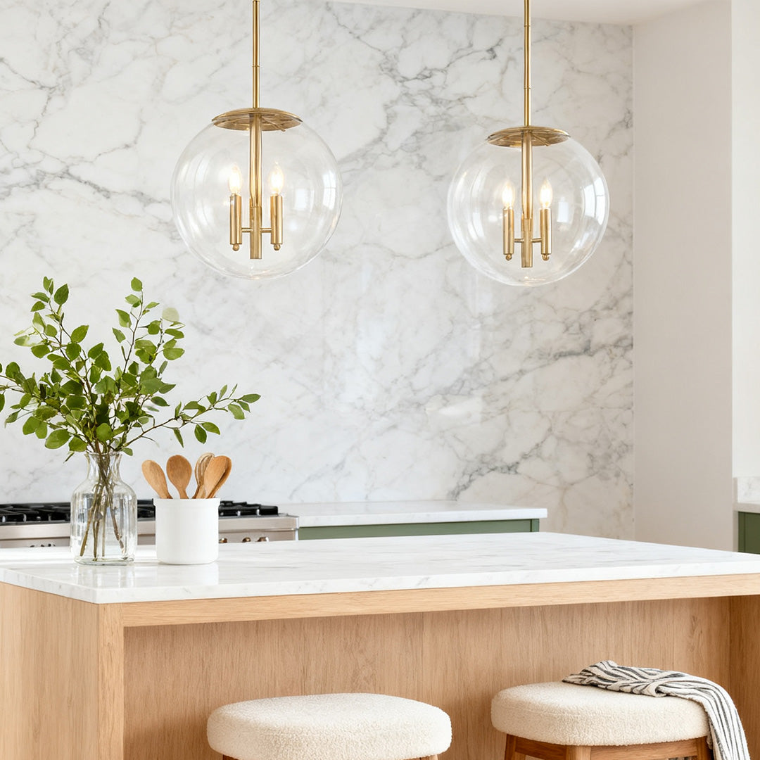 Clear Globe Pendant Light Transparent Glass Elegant Ceiling Light