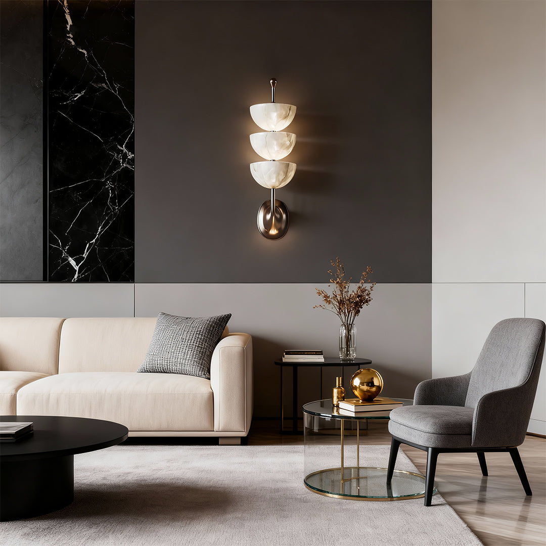 Modern LED Wall Lights Minimalist Copper Marble Lamp