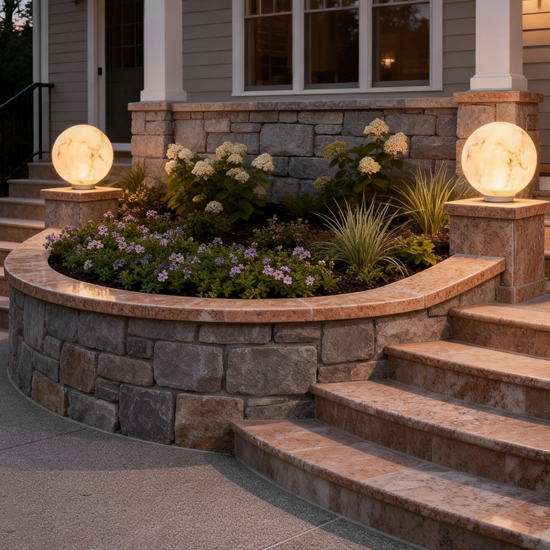Outdoor Pillar Light Faux Waterproof Moon Globe Light