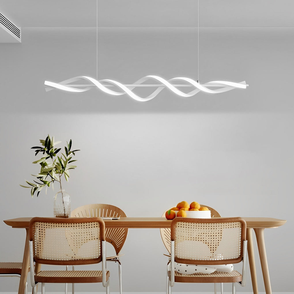 Spiral Pendant Linear Hanging Chandelier White Modern Light