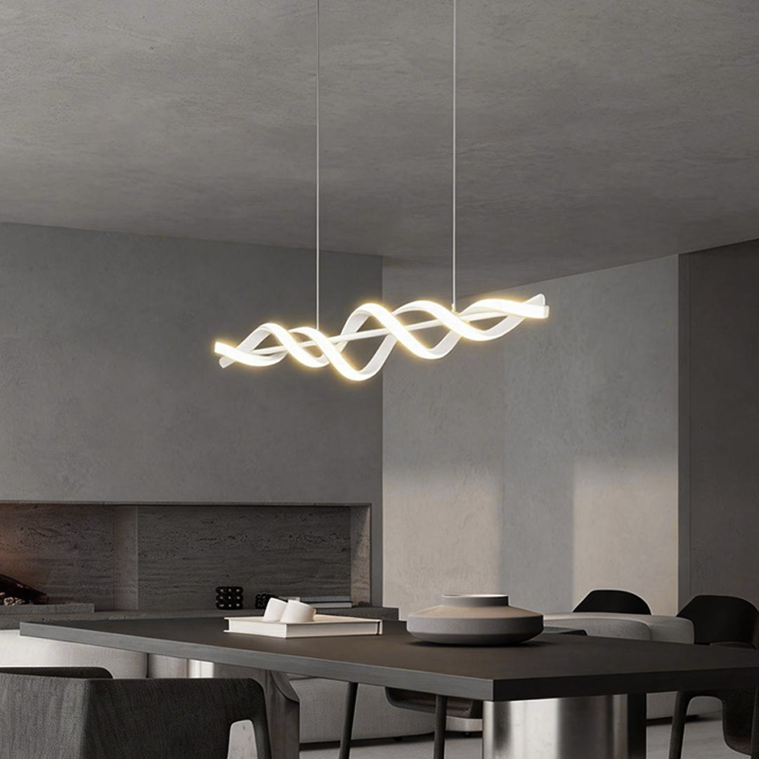 Spiral Pendant Linear Hanging Chandelier White Modern Light