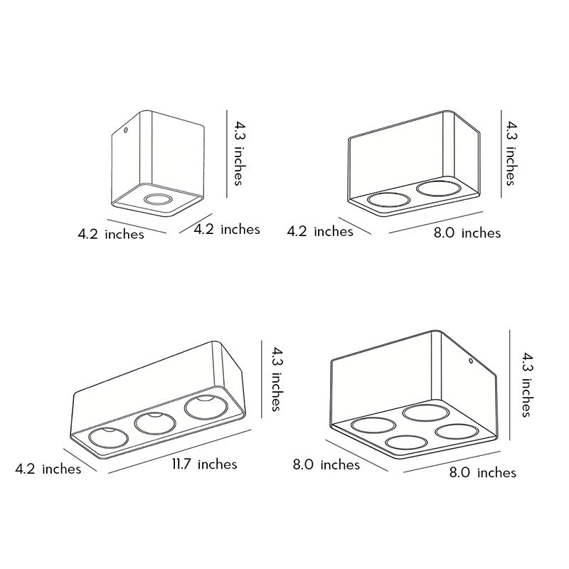 Spotlight LED Square H-Shape LED Recessed Meatl Light