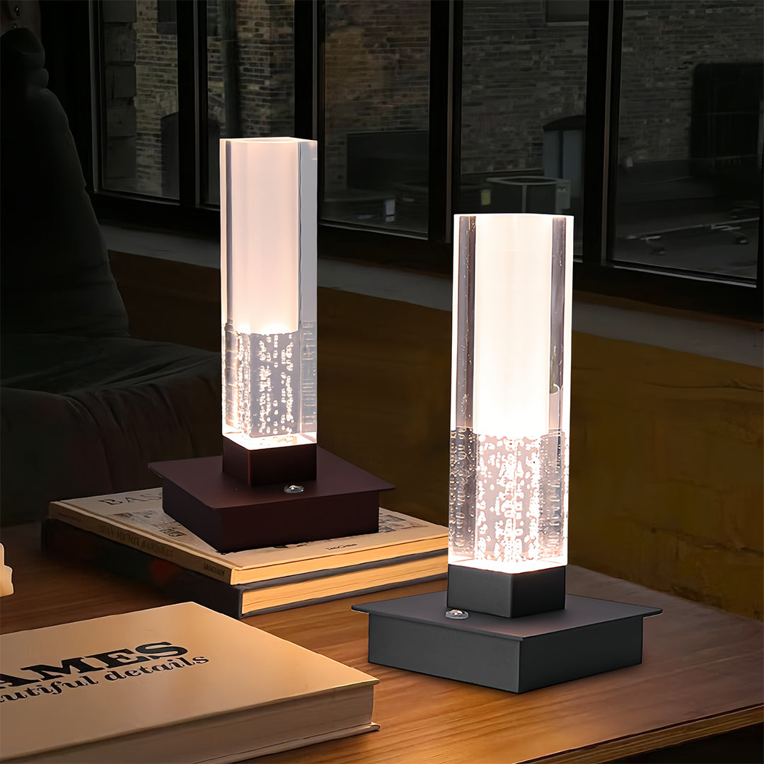Square Table Lamp Cordless Bubble Modern Dimmable LED Nightstand Lamp