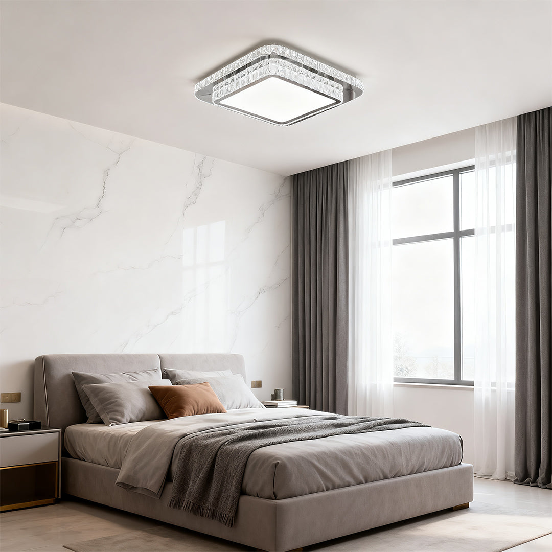 Flush Mount Crystal Light Fixture Luxury Stainless Steel Lamp
