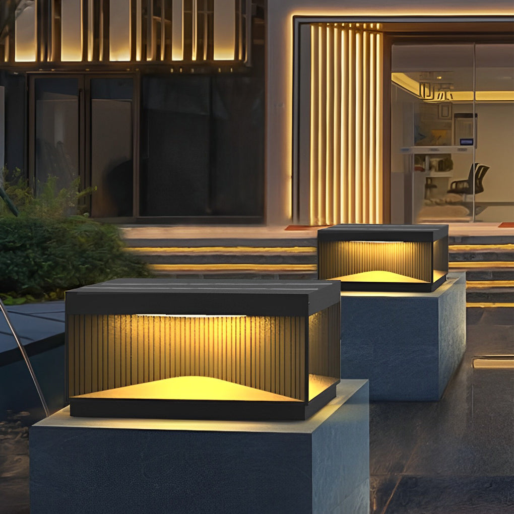 Square Outdoor Pillar Lights Stripe Decorative LED Light