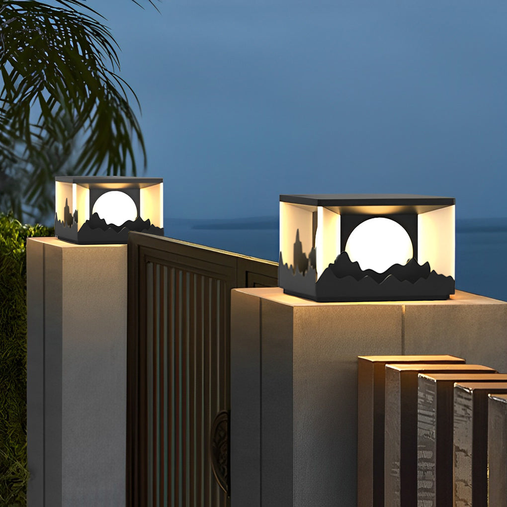 Square Outdoor Pillar Lights Modern Mountain Design LED Light