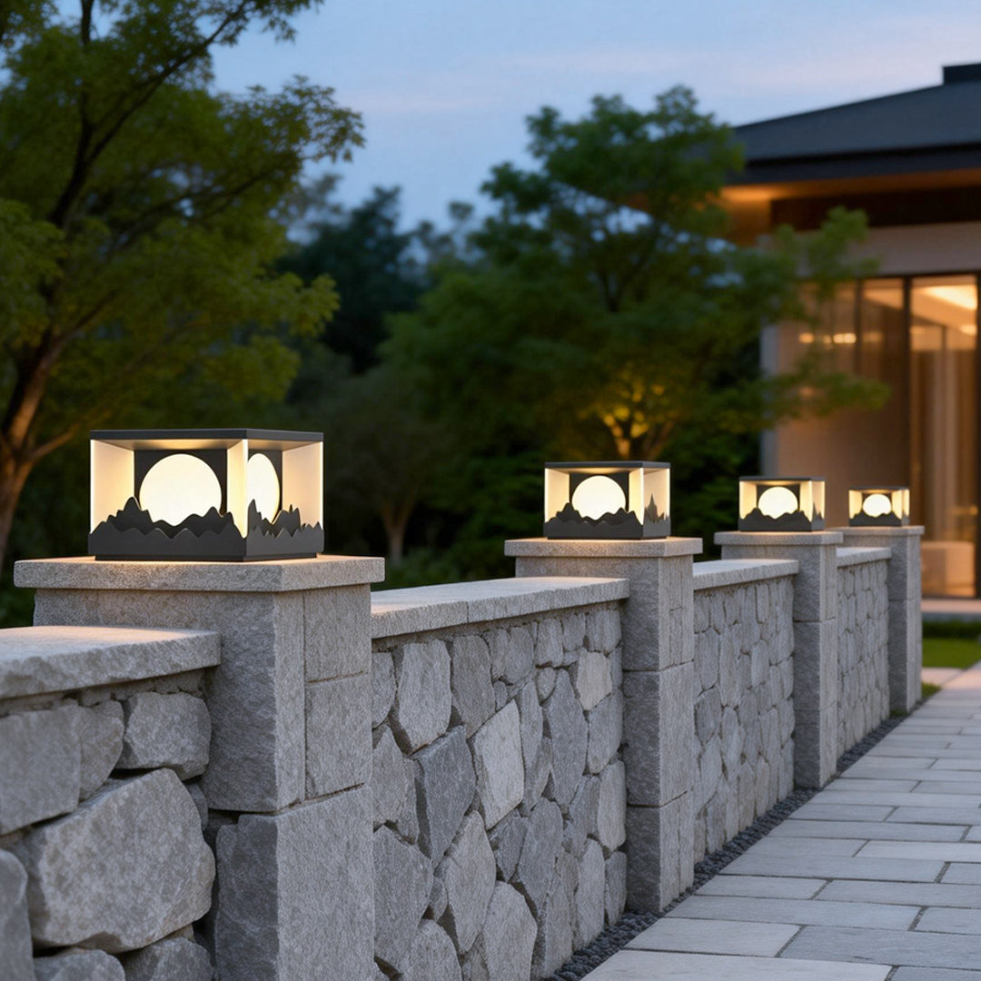 Square Outdoor Pillar Lights Modern Mountain Design LED Light
