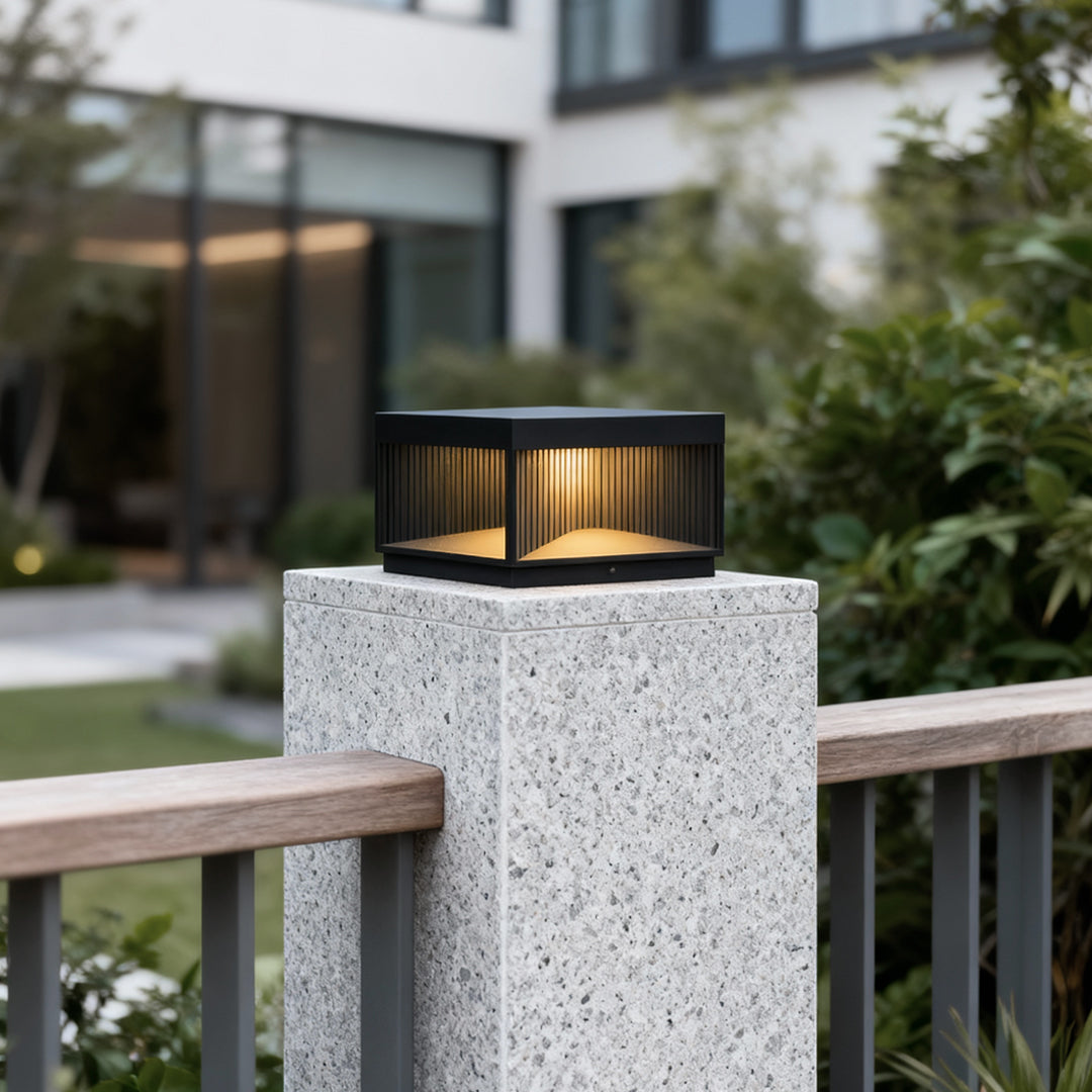 Square Outdoor Pillar Lights Stripe Decorative LED Light