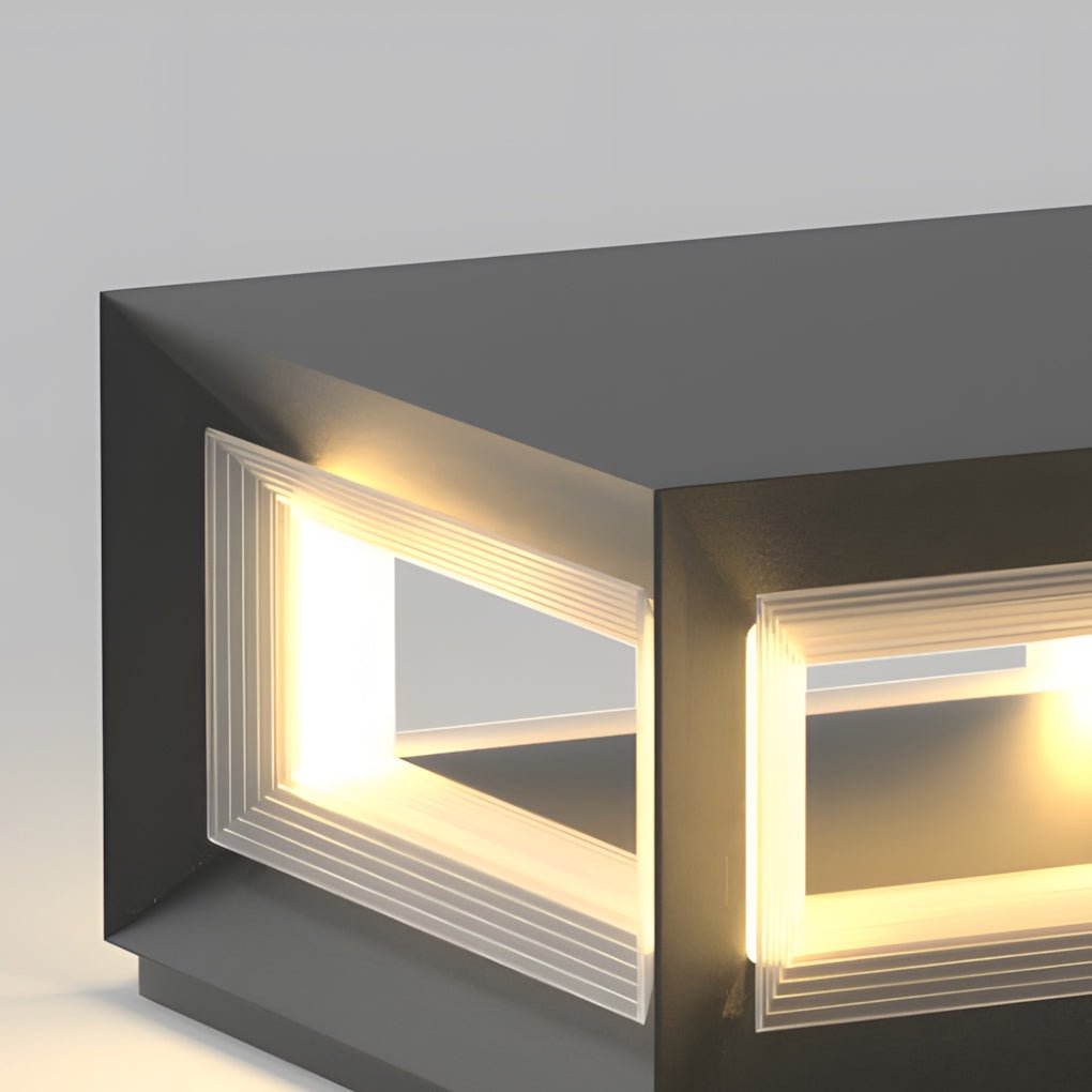 Square Pillar Lights Modern Creative Cube LED Solar Fence Post Light
