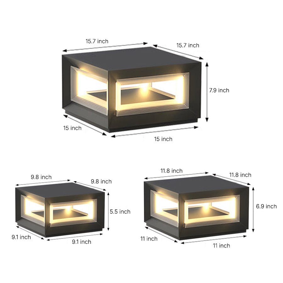 Square Pillar Lights Modern Creative Cube LED Solar Fence Post Light