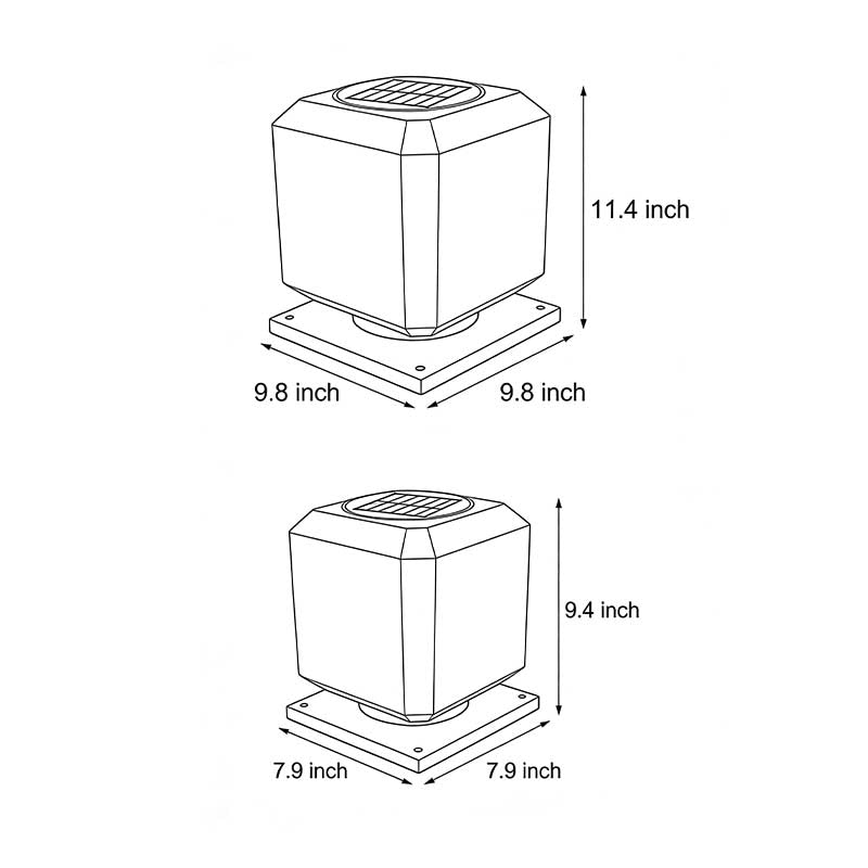 Square Pillar Lights Waterproof Outdoor LED Metal Light