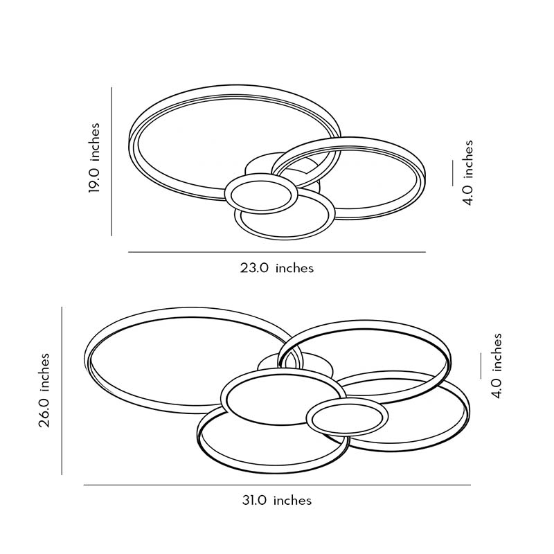 Stacked Ring Ceiling Light Modern LED Recessed Metal Light