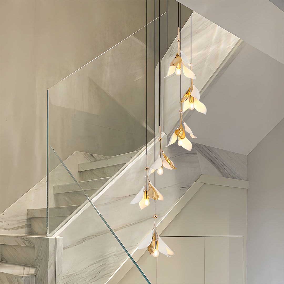 Staircase Chandelier Ideas Art Ceramic Flower Ceiling Light