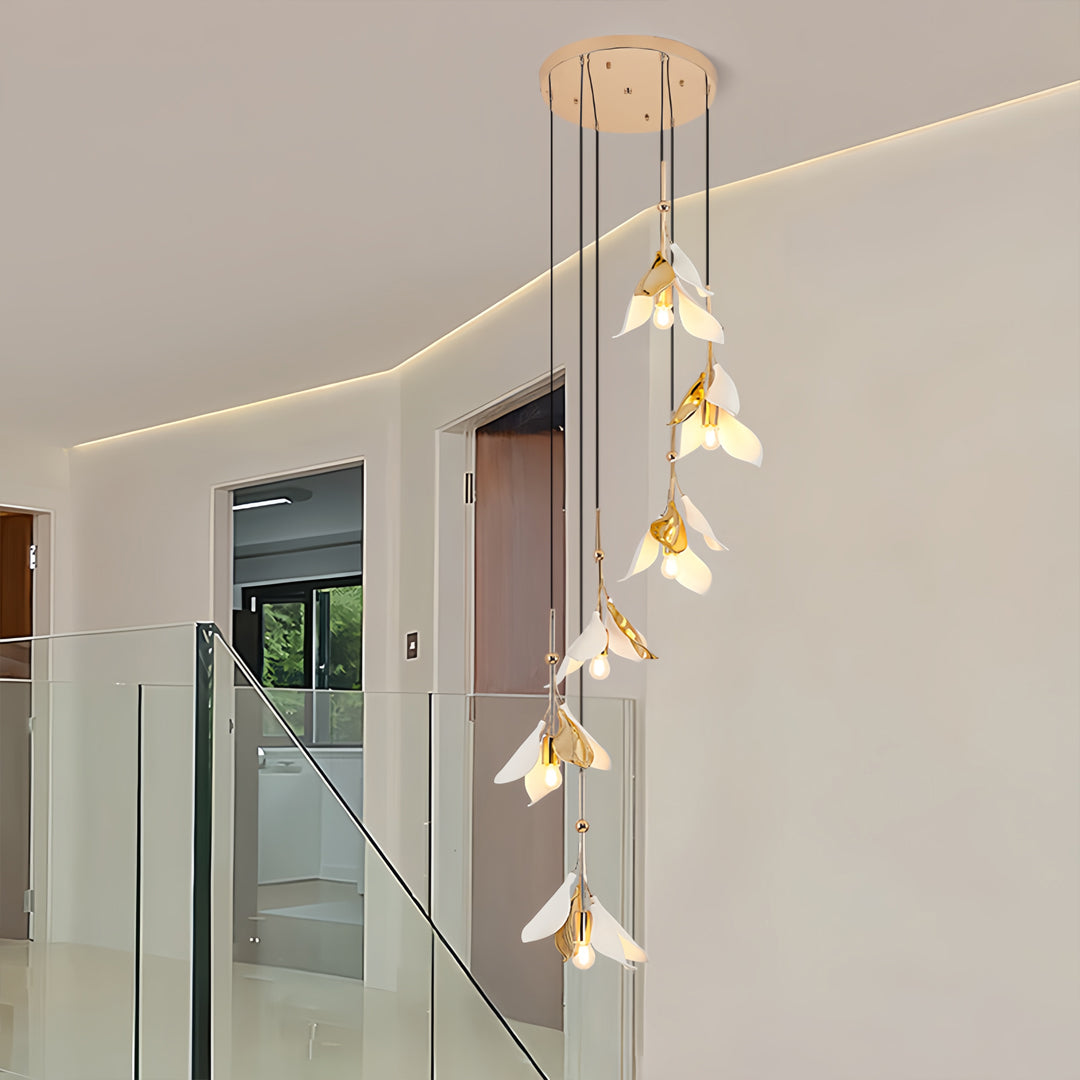 Staircase Chandelier Ideas Art Ceramic Flower Ceiling Light
