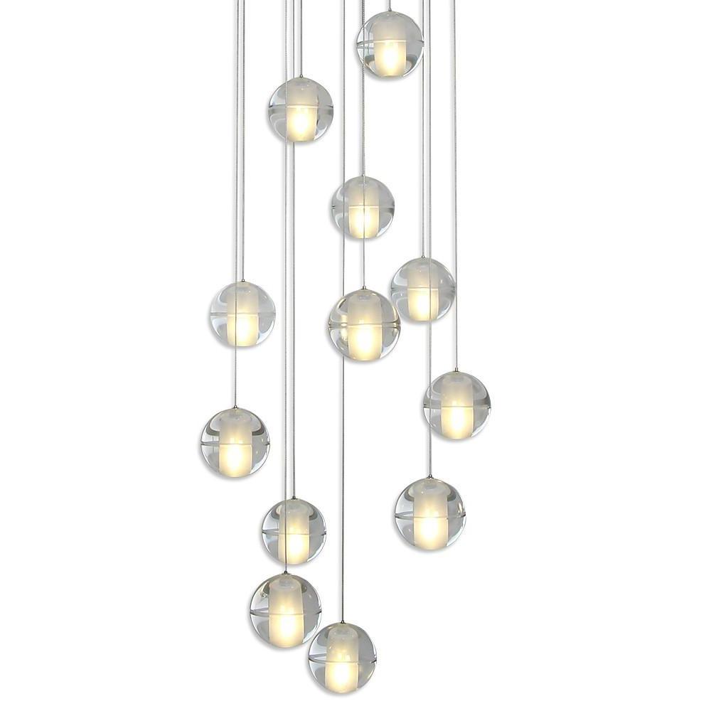 Staircase Hanging Chandelier Modern Crystal Round Ball Light