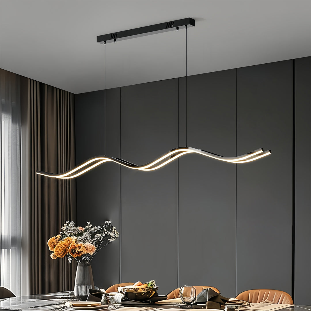 Black Kitchen Island Pendant Light Wavy Shape Minimalist Ceiling Light
