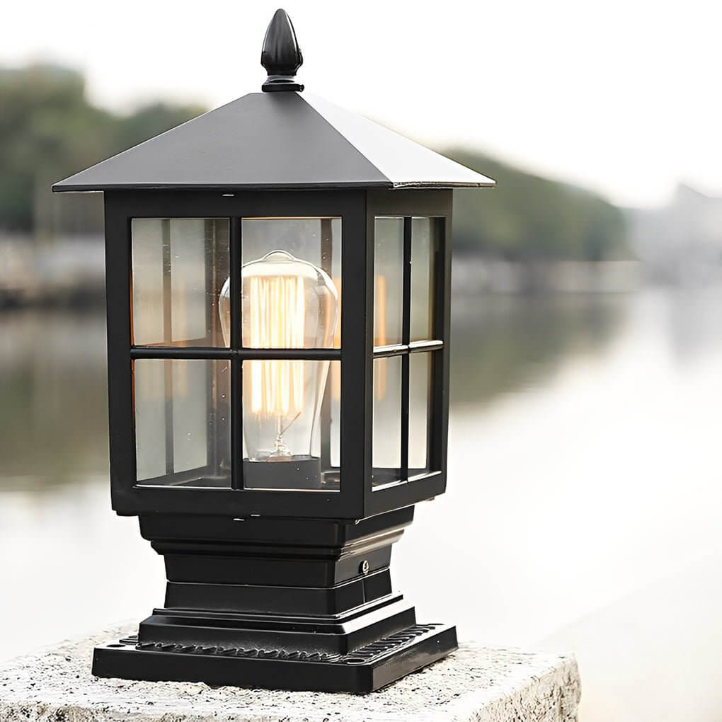 Stone Light Pillar Traditional Black Waterproof LED Light