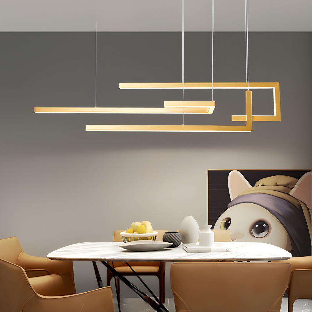 [Open-Box] Strips Geometric LED Dimmable with Remote Control Nordic Dining Chandelier