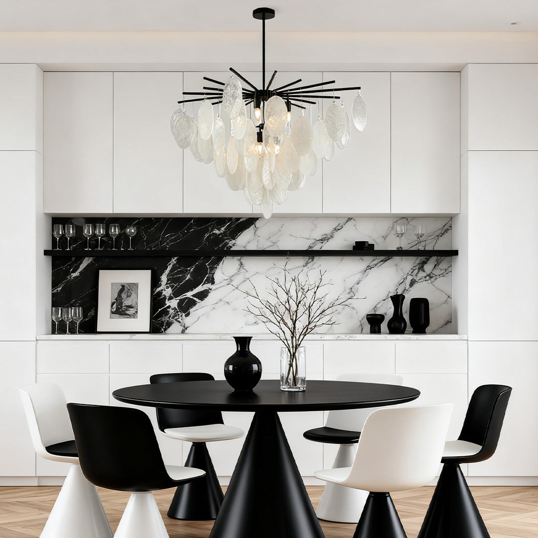 Mother of Pearl Chandelier Minimalist Metal Frame Ceiling Light