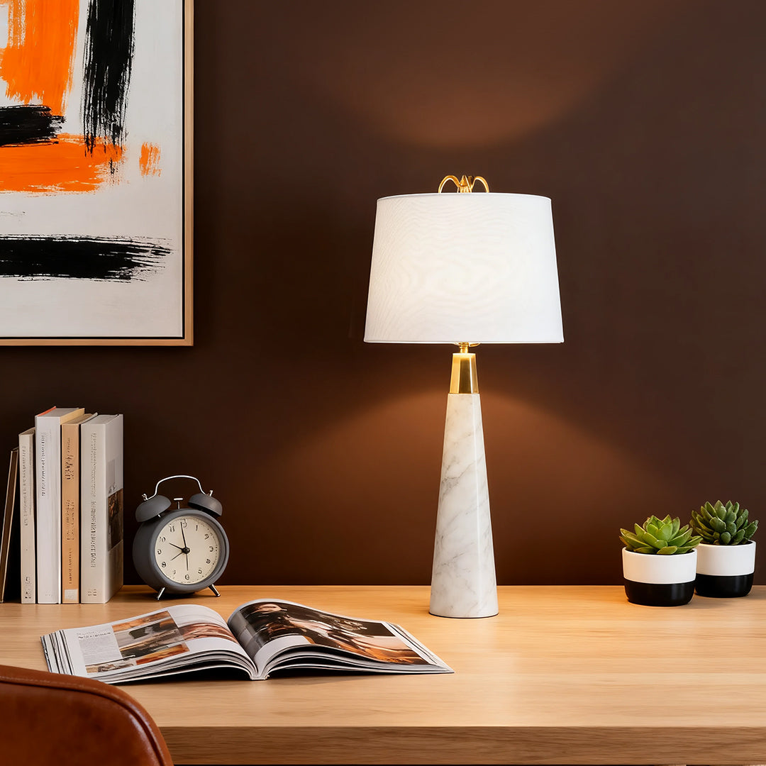 Nordic White Marble Tapered Table Lamp