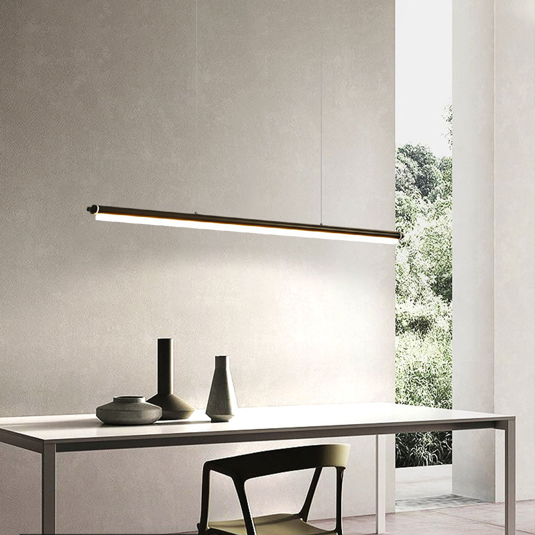 Black Metal Pendant Light Nordic Minimalist LED Linear Ceiling Light