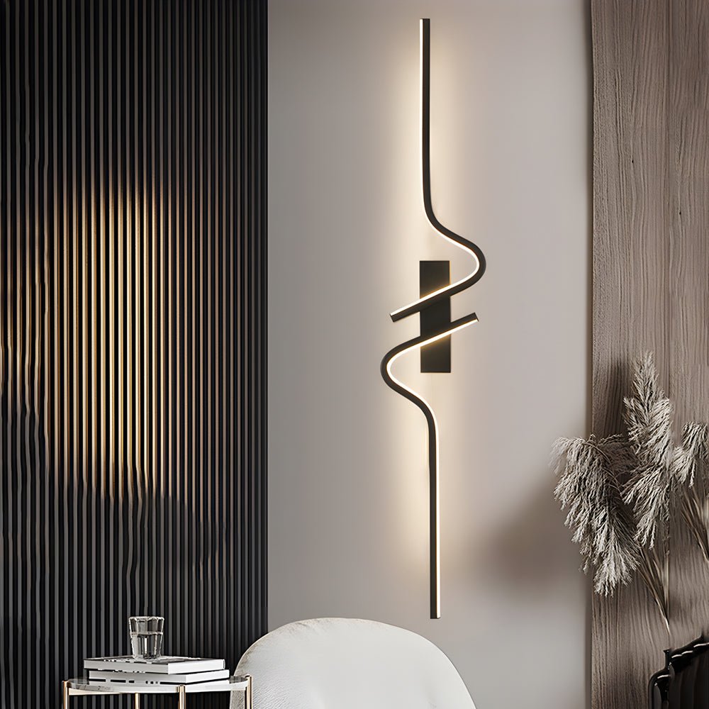 Modern Curved Wall Sconce Minimalist Black Aluminum Light