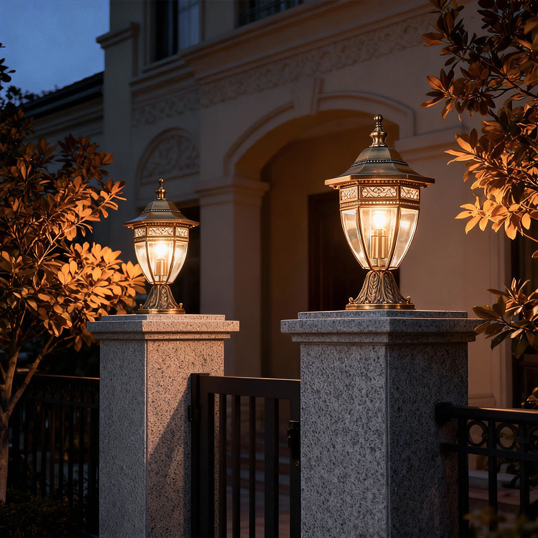 Glass Pillar Light European Style Outdoor Waterproof Lamp