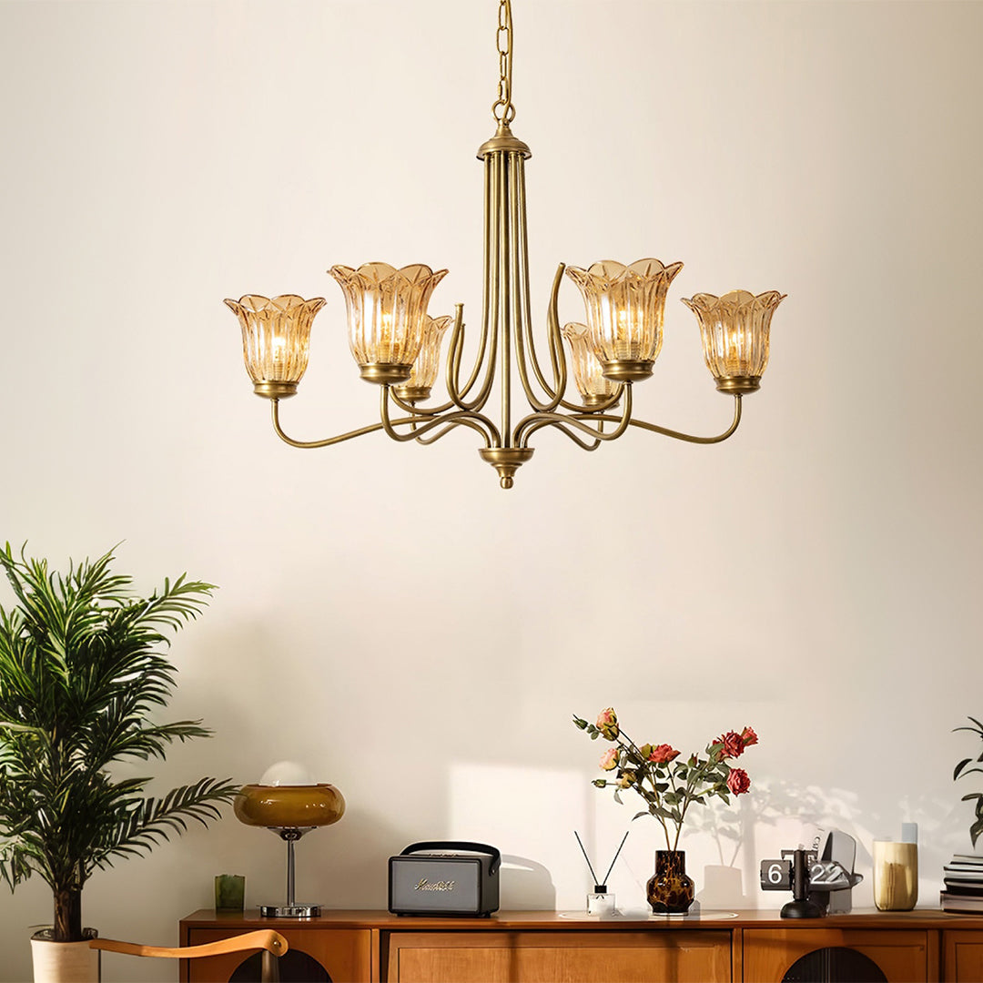 Gold Glass Chandelier Vintage Full Copper Glass Ceiling Light