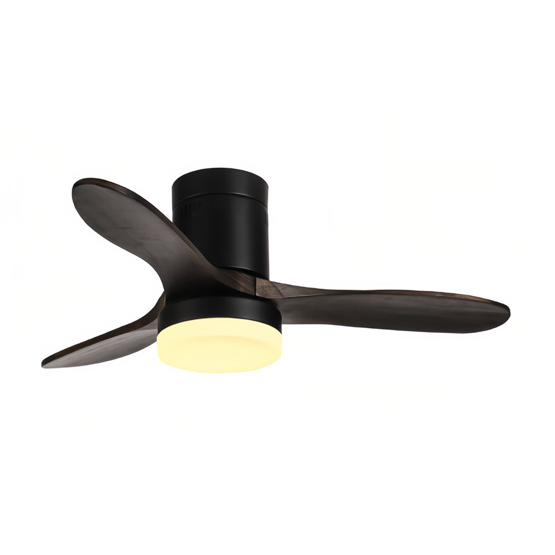 Three Blade Ceiling Fan with Light LED Remote Control Wood Ceiling Fan