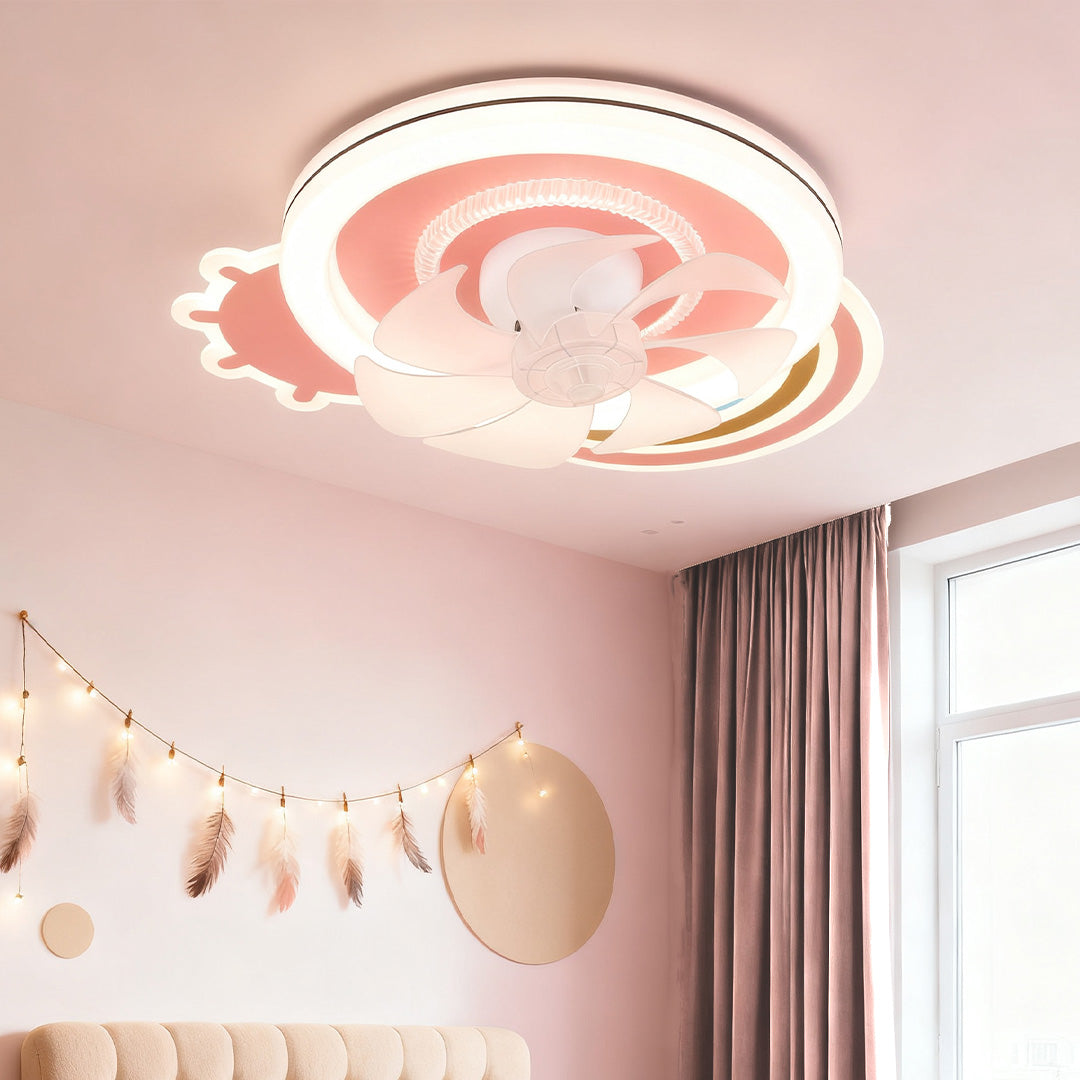 Beautiful Ceiling Fans with Lights Pink and White LED Dimmable Lamp
