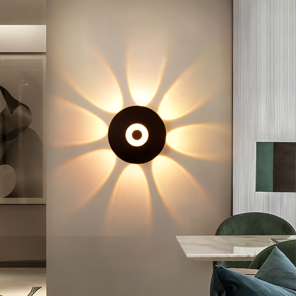 [Open-Box] Round Waterproof LED Black Modern Wall Washer Light Wall Sconce Lighting