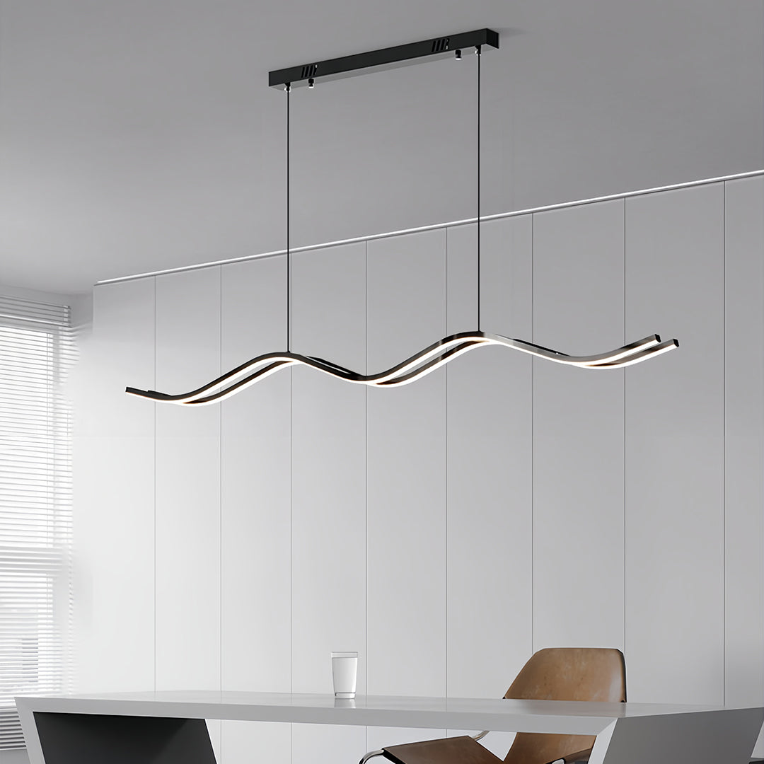 Black Kitchen Island Pendant Light Wavy Shape Minimalist Ceiling Light