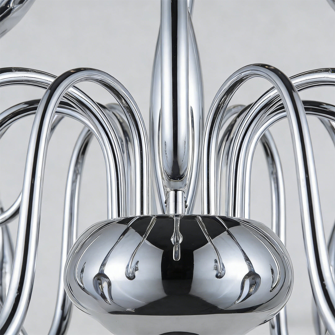Swan Chandelier Chrome Modern Metal LED Ceiling Light