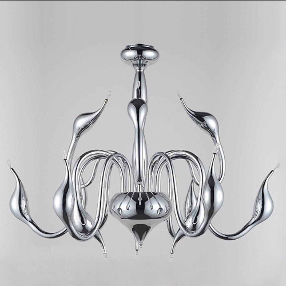 Swan Chandelier Chrome Modern Metal LED Ceiling Light